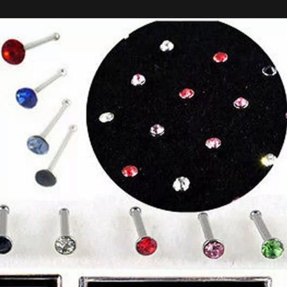 24pcs White Crystal Rhinestone Nose Ring - Picture 2 of 4